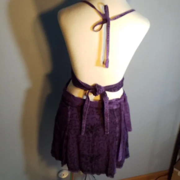 Halter and Wrap Skirt Set India Embroidered Purple Free Size - Picture 5 of 10